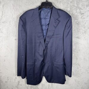 Canali‎ Blazer Mens 56 Large Blue Pinstripe Wool Italian Made Sport Coat Jacket